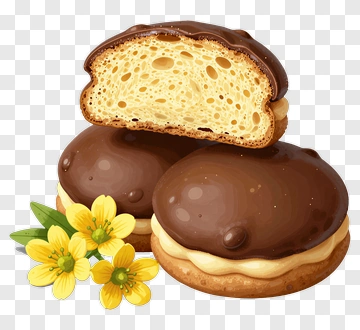 Chocolate Cream Filled Cookies With Flowers PNG