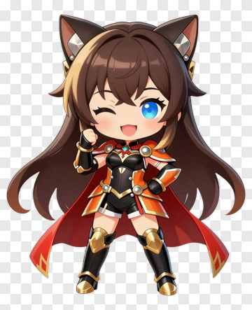 Chibi Character In Armor Winking PNG
