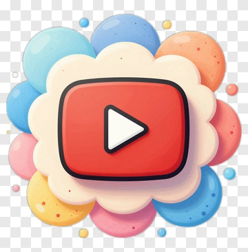 Youtube Play Button Surrounded By Colorful Bubbles PNG