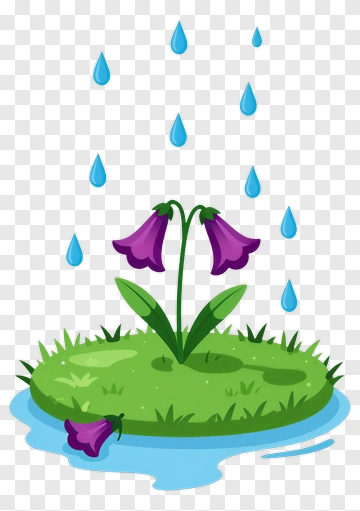 Purple Flowers On A Rainy Day PNG