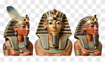 Egyptian Pharaoh Busts With Elaborate Headdresses PNG
