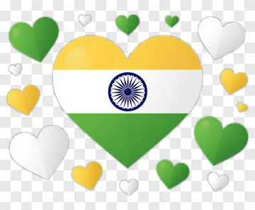 Heart With Indian Flag And Colorful Hearts PNG