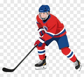 Cartoon Hockey Player Skating With A Stick PNG