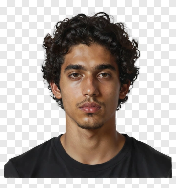 Young Man With Curly Hair PNG