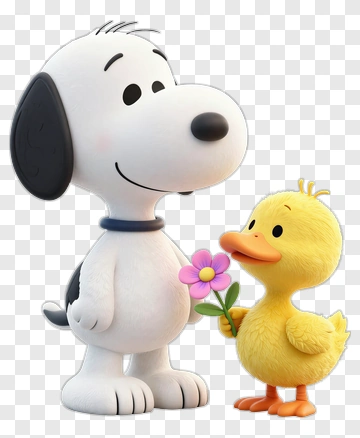 Cartoon Dog Holding A Flower With A Duck PNG