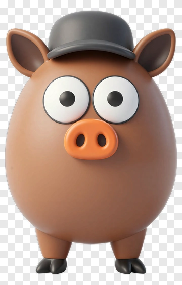 Cartoon Pig Character Wearing A Hat PNG
