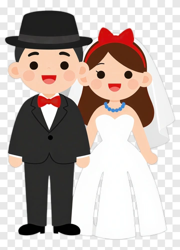 Cartoon Wedding Couple PNG