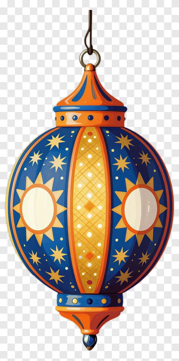 Colorful Lantern With Star Patterns PNG