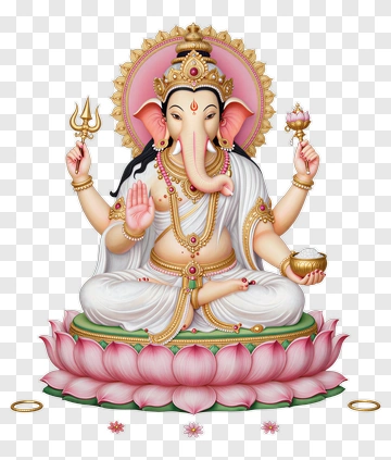 Hindu God Ganesha Sitting On A Lotus PNG