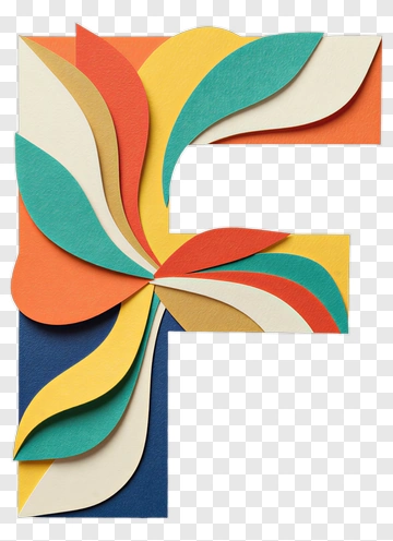 Colorful Paper Cut F Design PNG