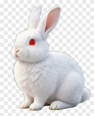 White Rabbit With Red Eyes PNG