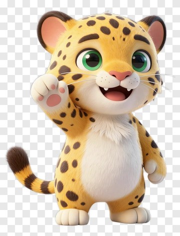 Cartoon Leopard Waving Hello PNG