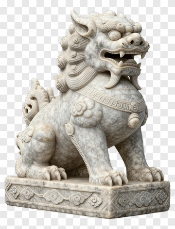 Stone Guardian Lion Sculpture PNG