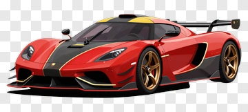 3D Sports Car In Red And Black PNG