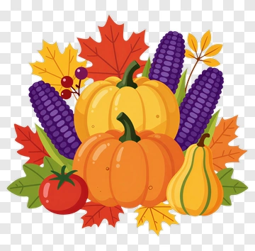 Colorful Autumn Harvest Arrangement PNG