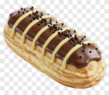 Chocolate Eclair With Cream Topping PNG