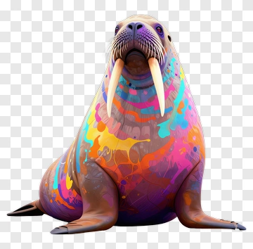Colorful Cartoon Walrus PNG