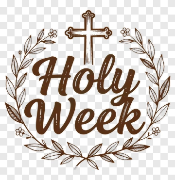 Holy Week Cross With Floral Wreath PNG