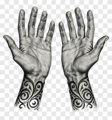 Tattooed Hands With Detailed Designs PNG
