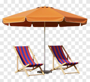 Beach Umbrella With Lounge Chairs PNG