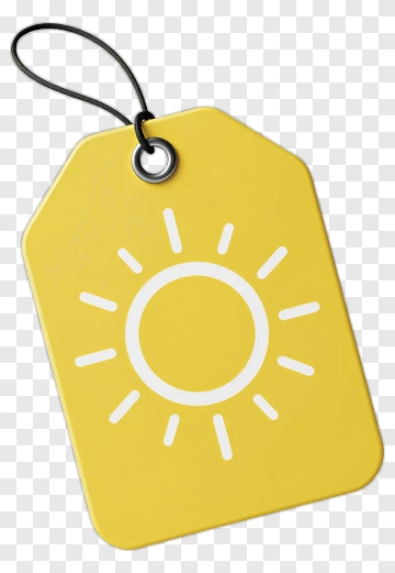 Yellow Tag With Sun Icon PNG