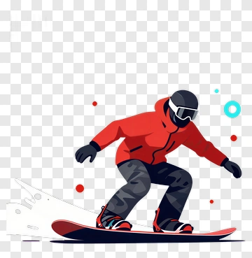 Snowboarder In Red Jacket Performing A Trick PNG