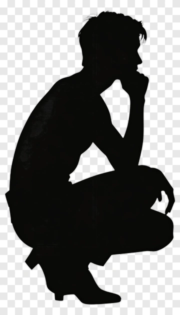 Silhouette Of A Thinking Person PNG