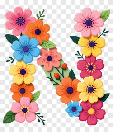 Floral Letter N PNG