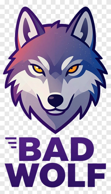 Cartoon Wolf With Bad Wolf Text PNG