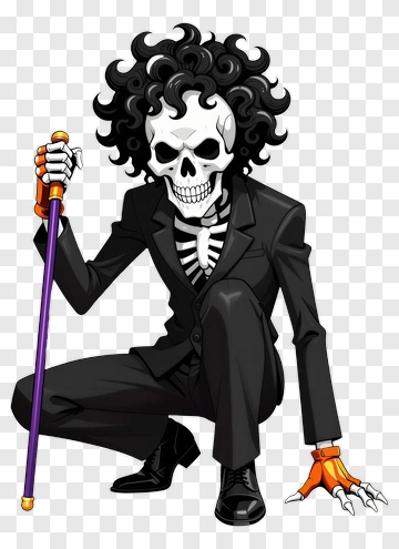 Cartoon Skeleton In A Suit Holding A Cane PNG
