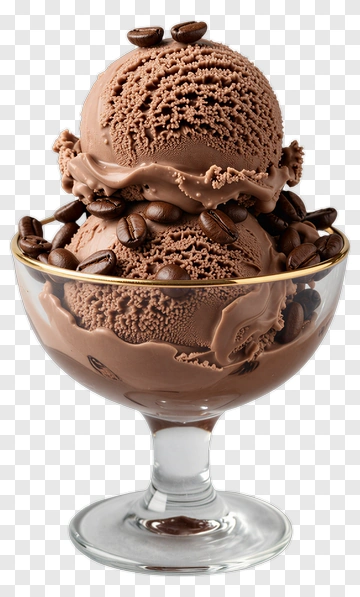Chocolate Ice Cream With Coffee Beans PNG