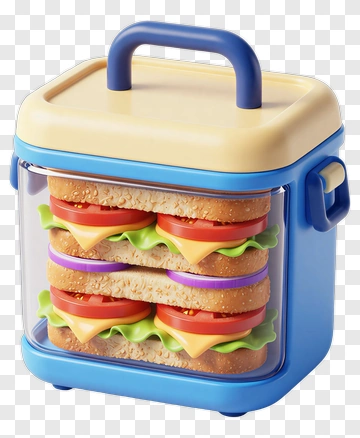 Colorful Sandwich Container With Multiple Sandwiches PNG