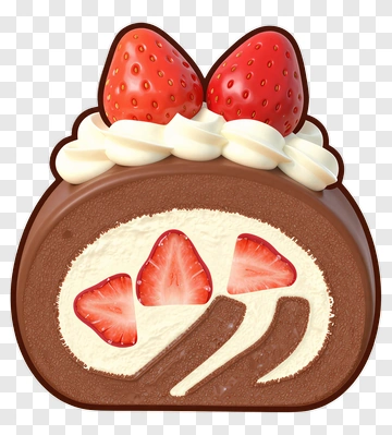 Chocolate Roll Cake With Strawberries And Whipped Cream PNG