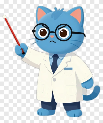 Cartoon Cat Doctor Holding A Pointer Stick PNG