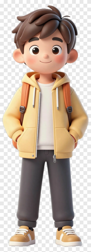 Cartoon Boy In Yellow Hoodie PNG