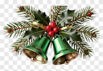 Christmas Bells With Holly And Pine PNG