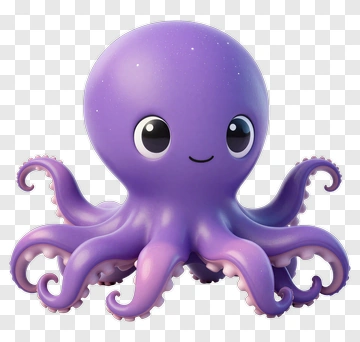 Cartoon Purple Octopus PNG