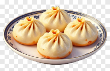 Steamed Dumplings On A Plate PNG
