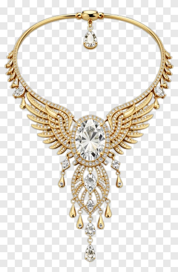 Elegant Gold Necklace With Wing Design PNG