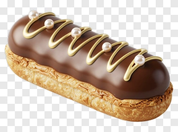 Chocolate Eclair With Decorative Toppings PNG