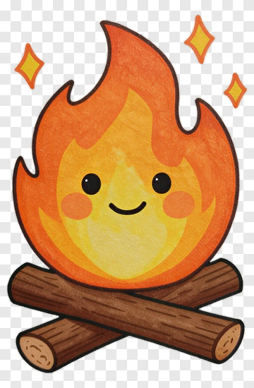 Cartoon Campfire With Smiling Face PNG