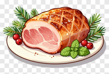 Glazed Ham On A Festive Plate PNG