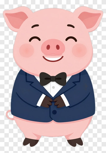 Cartoon Pig In A Tuxedo PNG