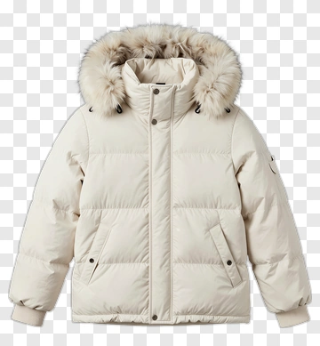 Puffer Jacket With Fur Hood PNG