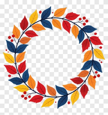 Colorful Autumn Leaf Wreath PNG
