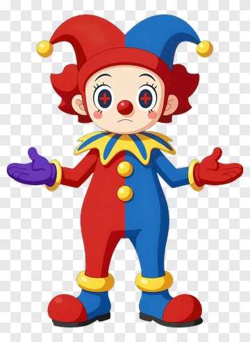 Cartoon Clown Character With Colorful Costume PNG