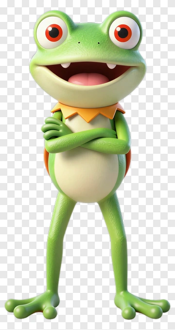 Cartoon Frog Character Standing With Arms Crossed PNG