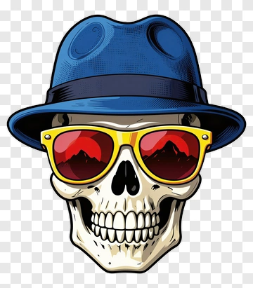 Stylish Skull Wearing Sunglasses And A Hat PNG