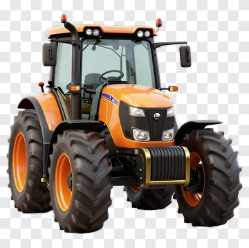 Orange Tractor With Large Tires PNG