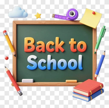 Back To School Chalkboard With Colorful Supplies PNG